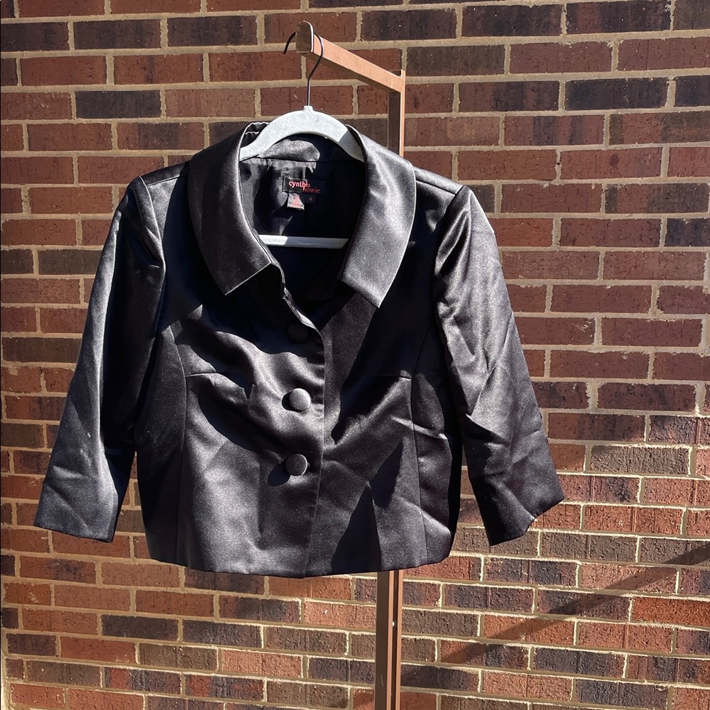 Elegant Black Satin Blazer